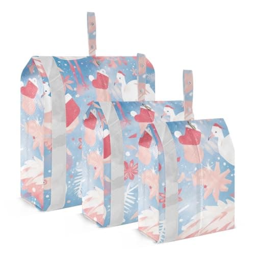 Flamingos in Winter 3 Piecing Packing Travel Bag Stackable Closet Organizer Bag Space Saver Bags Organizers And Storage For Office