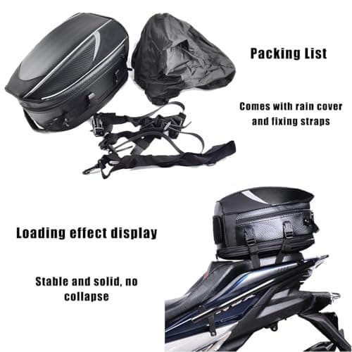 DIALFA Motorcycle Tail Bag for Triumph Trident 660 2021-2024, Moto Tail Bag Waterproof Expandable Motorcycle Panniers Box Motorbike Saddlebag Travel Luggage Accessories,A Red — view 3