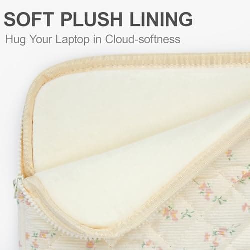 Puffy Laptop Sleeve 13 Inch Cute Floral Laptop Case Soft Quilted Computer Sleeve Protective Cover for MacBook, iPad, Notebook, Chromebook — view 4