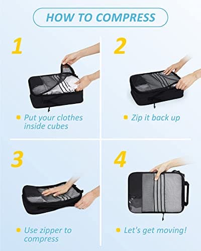 BAGSMART 6pcs Compression Travel Packing Cubes for Suitcases Backpack — view 5
