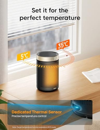 Dreo Smart Electric Heater, 1500W Energy Efficient Space Silent Room Heater, Portable Ceramic Fan Heaters, 3 Modes 12H Timer, Overheat & Tip Over Protection, Works with Alexa(No Remote Control) — view 6