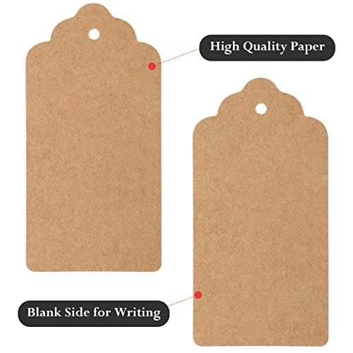 G2PLUS Kraft Gift Tags: Large Plain Labels with String, 5x10cm Brown,100PCS — view 4