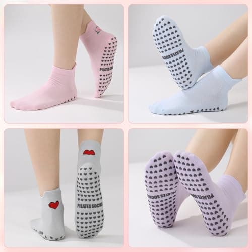 Zuimei 6 Pairs Pilates Yoga Socks for Women Non Slip Trainer Ankle Socks — view 5