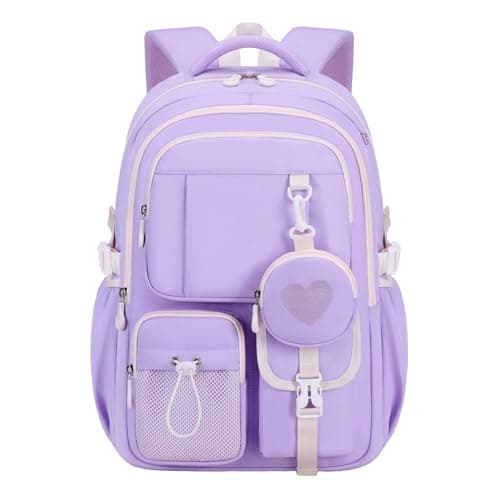 Bansusu Girls Backpack for School Children, Secondary School Bags Backpacks for Girls Casual Daypack Bookbag, Y040-Purple
