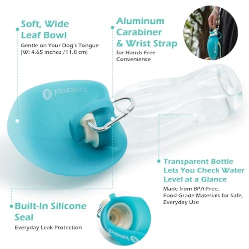 LumoLeaf Dog Water Bottle for Walking, Portable Pet Water Dispenser with Foldable Leaf Bowl – Lightweight Travel Bottle for Small & Medium Dogs, 590 ml — view 4