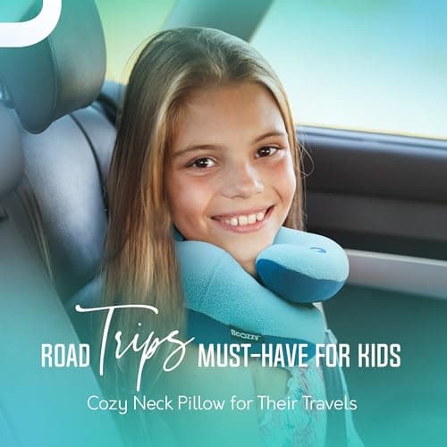 BCOZZY Kids Travel Neck Pillow (8-12 Y/O), Head & Chin Support, Navy — view 5
