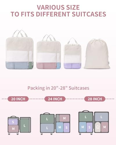 Narwey 6 Set Compression Packing Cubes for Suitcases, Travel Packing Bags — view 4