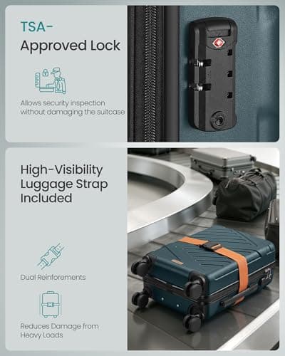 SONGMICS Hard Shell Suitcase, ABS Luggage Trolley with TSA Lock, 20 Inch — view 5