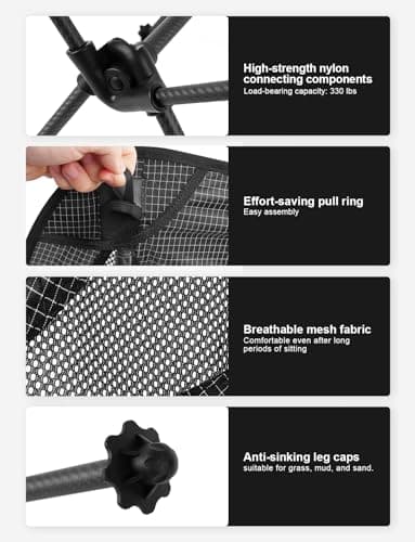 Msnaile Folding Camping Chair, Folding Chair with Dyneema Fabric and Carbon Fibre Frame, Lightweight 700 g, with Handbag, Suitable for Picnics, Outdoor, Hiking, Load Capacity 150 kg — view 5