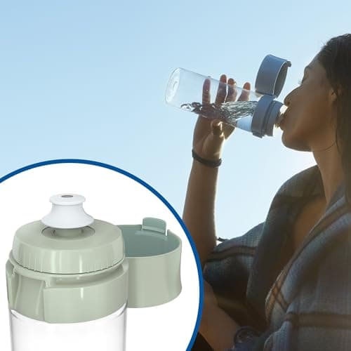 BRITA Model Vital Water Filter Bottle Light Green (600 ml) Including 2 MicroDisc Filters - Practical Water Bottle with Water Filter for Travel, Filters Chlorine & Bacteria When Drinking/Dishwasher — view 4