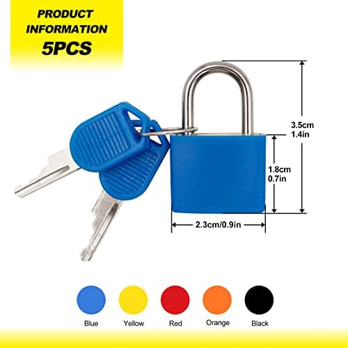 Suitcase Locks with Keys, 5pcs Colored Small Suitcase Luggage Padlocks with Keys Metal Travel Padlocks for Luggage Lock Backpack Gym Locker Laptop Bag Multicolor — view 3
