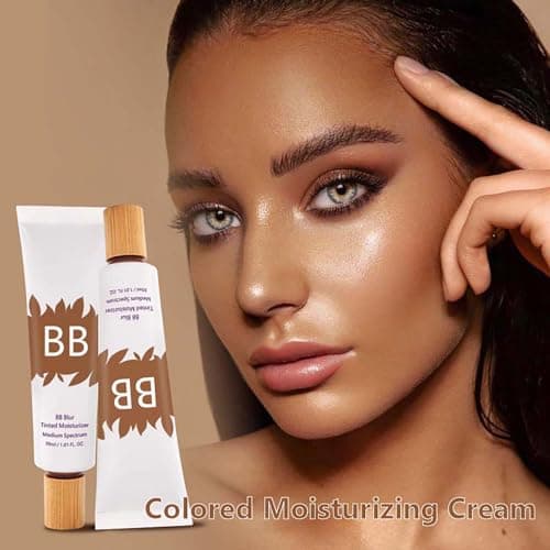 BB Blur Tinted Moisturiser with Brush for Soft-Focus Matte Finish & Dewy Glow - Lightweight Hydrating BB Cream Medium Spectrum, Full Coverage, Evens Skin Tone, Minimises Pores, Natural (1PCS) — view 5