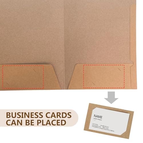 12 Pack A4 Kraft Paper File Folders, Square Cut Document Organisers with Business Card Slot, Presentation Folder for Office Reports, School Projects, Meeting Handouts (Brown) — view 4