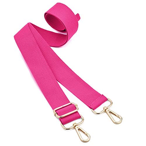 Wide Shoulder Bags Strap,Adjustable Replacement Bag Strap with Metal Swivel Hooks Soft Canvas Purse Straps Shoulder Bag Strap Belt Messenger Bag Changeable Strap For Crossbody Handbag(Gold-Rose Red) — view 2