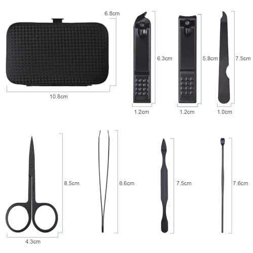 URAQT Nail Clippers, 7 pcs Professional Manicure Set, Nail Scissors & Eyebrow Grooming Kit, Stainless Steel Nail Care Tools with Luxurious Leather Case for Travel & Home — view 2
