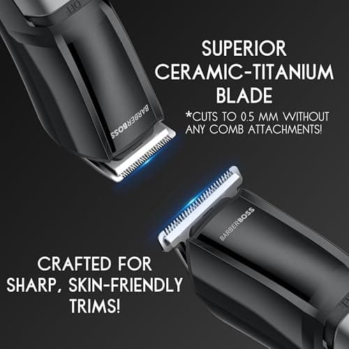 BarberBoss Cordless Grooming Kit for Men, Beard Trimmer, Hair Clipper & Nose Hair Trimmer, Men’s 3-in-1 Facial Groomer with USB Charging — view 6