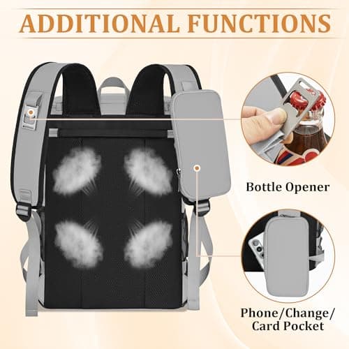 Insulated Backpack Bag 30L for Camping, Picnic, BBQ, Beach, Hiking, Grey — view 5