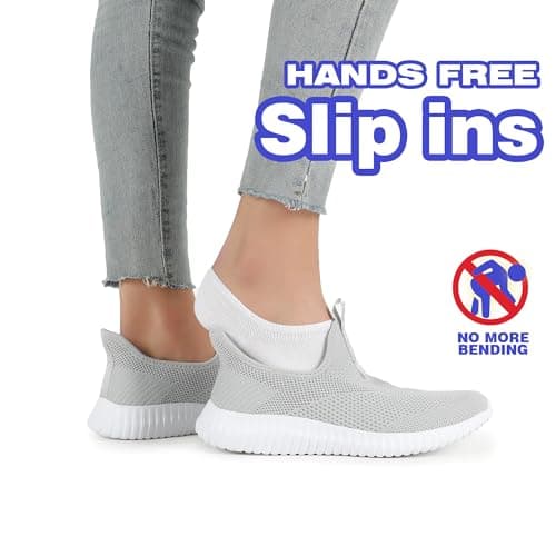 SK·TRIP Women's Walking Shoes Lightweight Breathable Flying Woven Mesh Upper Casual Jogging Shoes Ladies Tennis Shoes Workout Footwear Non-Slip Gym Sneakers for Women, Grey, 2 UK — view 3
