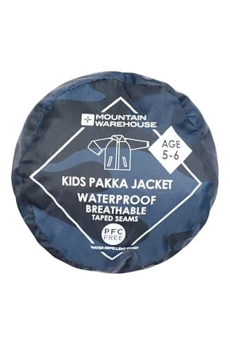 Mountain Warehouse Pakka Kids Waterproof Jacket - Wind Resistant, Lightweight,Breathable Rain Coat for Girls & Boys, Packaway Bag - For Rain, Autumn, Winter Blue Teen Size 13 Years — view 5