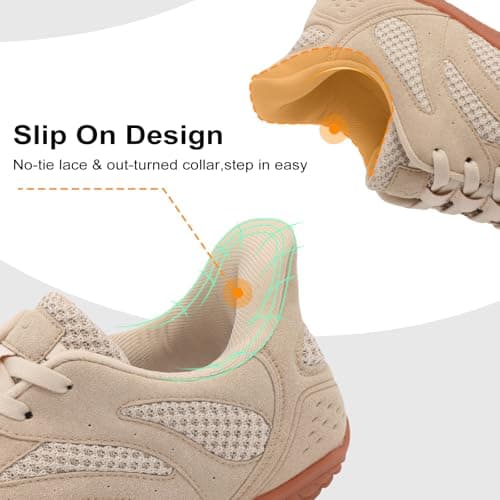 JOINFREE Slip-On Shoes for Men Wide Toe Box Walking Shoes Barefoot Zero Drop Minimalist Trainers Lightweight Breathable Gym Training Casual Shoes for Men Khaki Size 10 — view 3