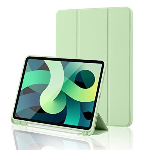 iPad (A16) 11th Generation Case 11 Inch 2025, iPad 10th Generation Case 2022 10.9 Inch with Pencil Holder, Soft TPU Back Slim Smart Protective Trifold Stand Cover, Auto Wake/Sleep, Matcha Green