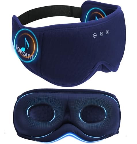 TOPOINT Bluetooth Sleep Mask, 3D Organic Bamboo Cotton Eye Mask, Blackout