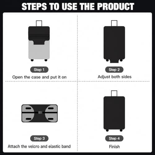 Scettar Suitcase Cover Protectors,Travel Trolley Case Cover Protector,Suitcase Covers Protectors Large with Luggage Tag (L-Black) — view 4