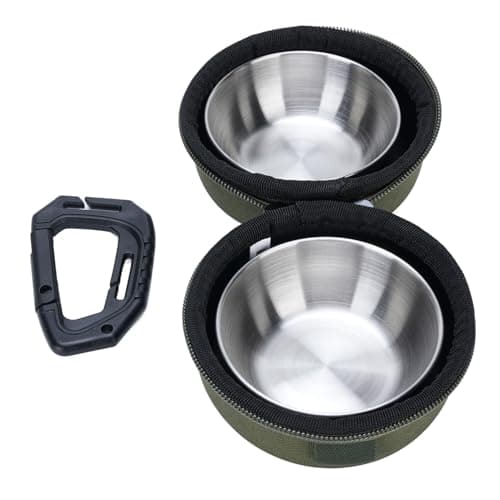 Ziyvural Travel Pet Feeder Bowl, Stainless Steel Foldable Double Dog — view 5