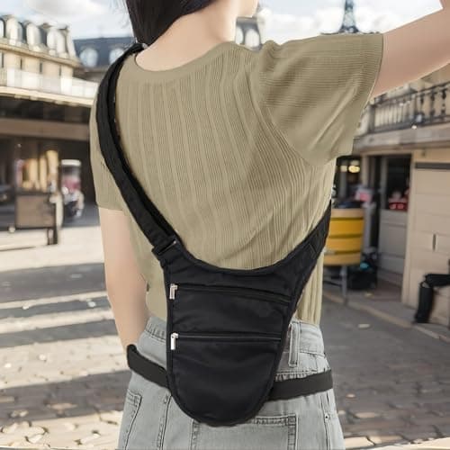 Mervokl Hidden Chest Pocket Waist Bag Anti Theft Crossbody Bag with Removable Belt and Skin-Friendly Back Provides Space for Passports, Credit Cards, Cash — view 2