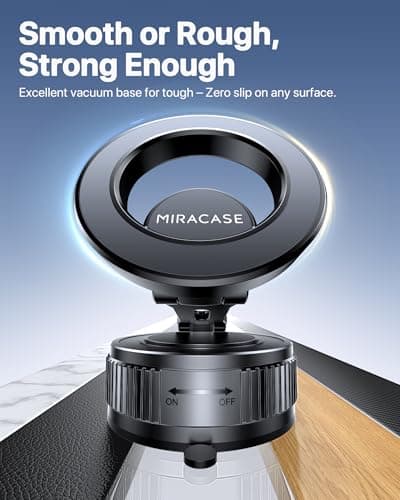 Miracase for MagSafe Car Mount, [Strong Suction + Nano Gel] Vacuum Magnetic Phone Holder for Car, [360° Rotatable & Foldable] Phone Holder for iPhone 17 Pro Max, Black — view 3