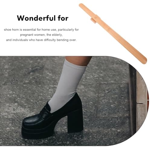 BESTonZON Long Handle Wooden Shoe Horn 55Cm for Seniors and Pregnant Women Beech Wood Shoe Helper Tool with Magnetic Tip Comfortable Fit for Men and Elderly — view 4