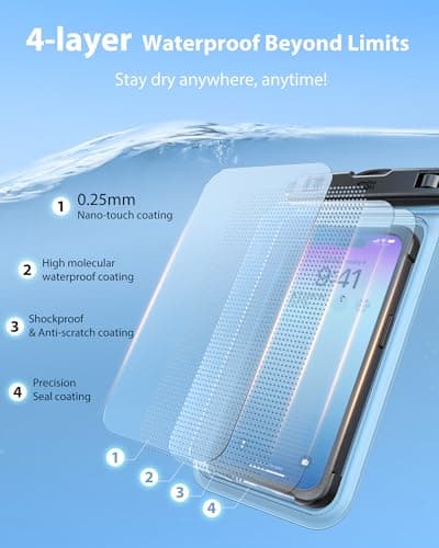 YOSH Waterproof Phone Pouch for Big Phones with Case On, Clear & Pink, 8.5" — view 2