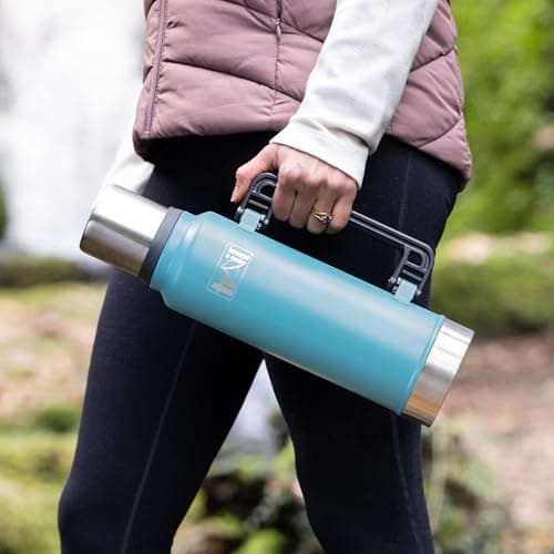 Trail Vacuum Flask with Handle, Camping & Travel, 1300ml, Teal — view 6