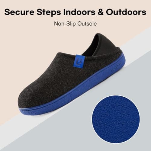 LongBay Mens Slippers Memory Foam Slip On House Shoes Men, Black/Blue 8 UK — view 5