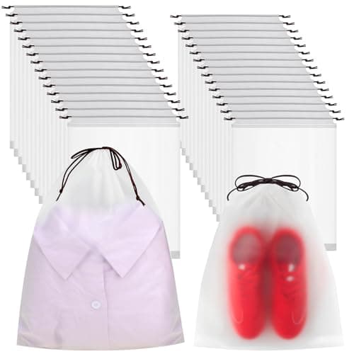40 Pcs Clear Clothes Bags for Travel, Drawstring Bags 40 * 30 CM+50 * 40 CM