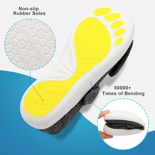 JOINFREE Womens Wide Fit Comfort Walking Shoes Mary Jane Black Grey — view 6