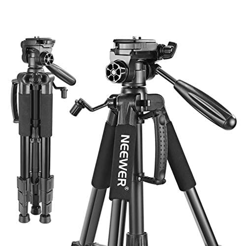 Neewer Portable Camera Tripod for Travel Vlogging, Professional Aluminum Heavy Duty Tripods with 3-Way Swivel Pan Head, Bag for DSLR Camera DV Video Camcorder Load up to 8.8 lb/4 kg Black(SAB234)