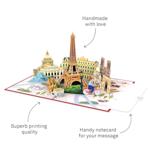 papercrush® Pop-Up Card Paris - Travel Voucher or Money Gift for Paris Travel, 3D Giftcard for Weekend Trip & Wedding Anniversary, Romantic Anniversary Present for Her, Short Holiday Birthday Card — view 2