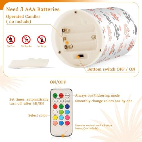 xigua Flameless Candles, Coral Paws Flickering LED Candles,2 Pack Battery Operated Candle with 18-Key Remote or Wedding, Table, Halloween, Christmas Decor — view 4