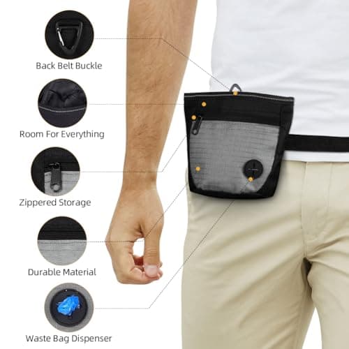 Adiwo Small Dog Treat Bags, Dog Treat Pouch Bag Including Waist Belt and Training Clicker, Upgraded Dual Magnetic Clasp, with Poop Bag Dispenser, Oxford Waterproof, for Dog Training, Walking — view 3