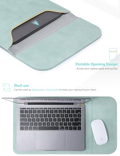 HYZUO 13 Inch Laptop Case Bag Sleeve for MacBook Pro Air M5, Mint Green — view 4