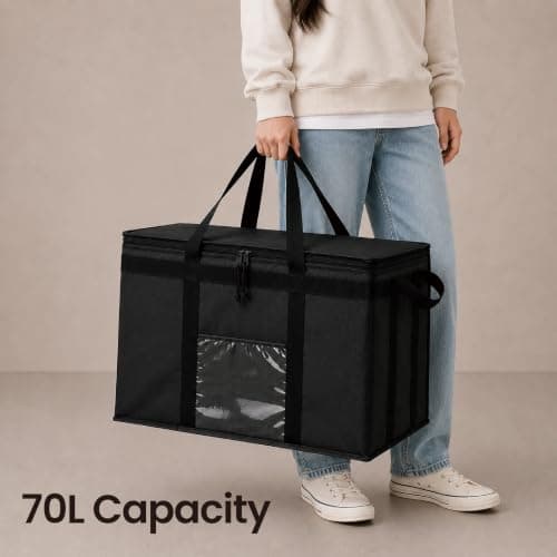 NZ home Food Delivery Bag, Thermal Cool Bag (3XL, Black, 1 Pack) — view 6