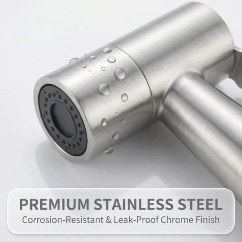 Bidet Attachment for Toilet UK, Handheld Bidet Sprayer System - Stainless Steel Muslim Shower Shattaf, Chrome Sink Faucet Diverter Adapter, Flexible Spiral Hose & Portable RV Travel Jet Douche Hygiene — view 6