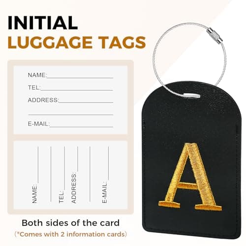 Gloppie Initial Luggage Tags TSA Approved Letter Luggage Tag for Suitcases, Embroidered Monogrammed Travel Bag Tags Black Baggage Tag E — view 5