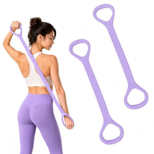 Figure 8 Resistance Band 2 Pack, TPR Stretching Exercise Band for Arms Back Shoulders Legs, Home Gym Yoga Pilates Workout Equipment, Portable Full Body Fitness Trainer