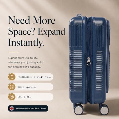 Aerolite 55x40x20 Expandable Cabin Suitcase with Front Laptop Compartment — view 3