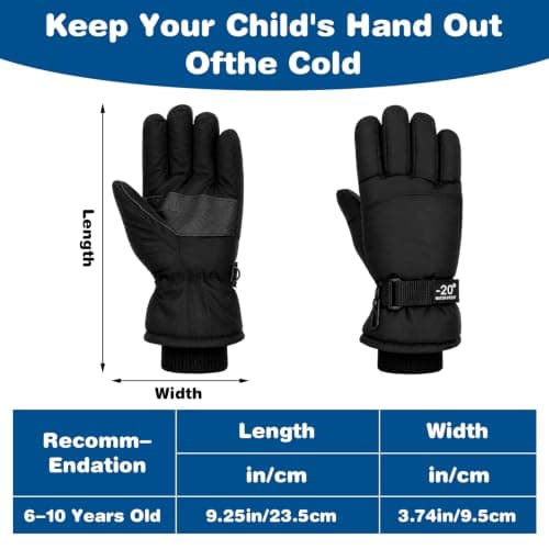 Kids Ski Gloves, Warm Snow Mittens for Boys Girls Cold Weather(6-10 Years) — view 2