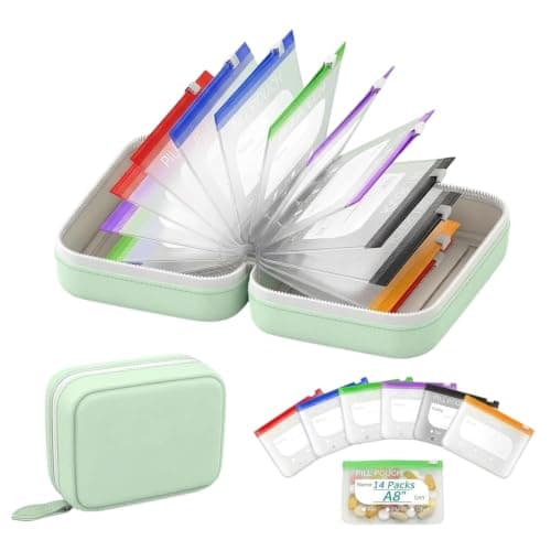 Tablet Organiser, A8 Waterproof Pill Organiser Pouch for Daily Use