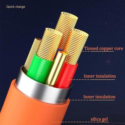 Ymhapp Orange 3 in 1 Multi USB Cable 100W Multi Charger Cable Fast Charging Fast and Stable Charging to Various Mobile Phones USB with Type-C/Android/Charging Ports Accessories(2m/78.7inch) — view 6