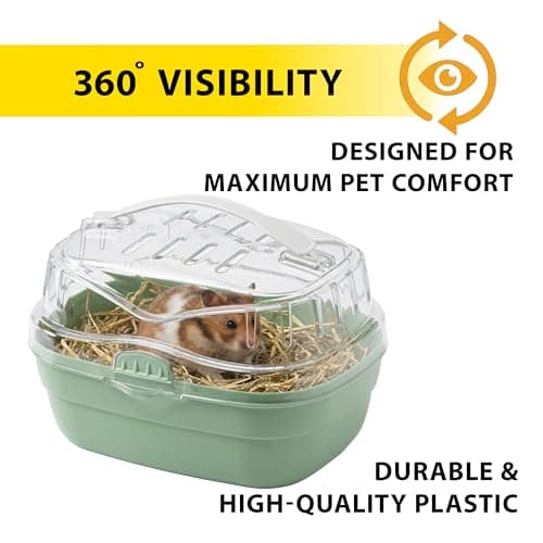 Ferplast Aladino Small Travel Cage for Hamsters and Other Rodents, Durable Plastic, Comfortable Handle, Secure Closure, 20x16x13.5cm, Green — view 6